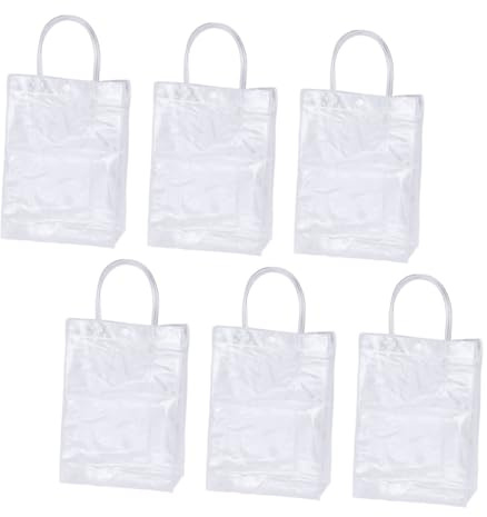 CIYODO 6 Stück Transparente PVC Geschenkbeutel mit Griffen Wiederverwendbar Praktische Tragetaschen für Party Weihnachten Geschenkverpackung