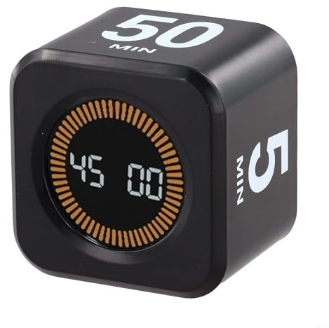 Visual Cube Timer, Kids Digital Study Pomodoro con sensor de gravedad Pantalla LED Gestión del tiempo Silencioso Aula y cocina (negro)