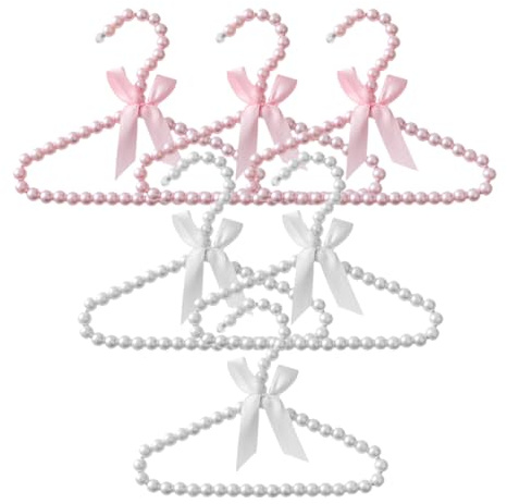 Healeved 6 Pezzi Grucce per Neonati Perline di Plastica, Piccoli Appendiabiti Antiscivolo per Bambini, Ganci Salvaspazio Design Morbido per Vestiti Delicati, per Armadio Bambini