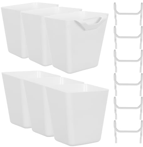 MOTHNUR 6 Ensembles Boîtes de Rangement Carrées pour Panneau Perforé avec Crochets Métalliques Renforcés Bacs Plastique Blancs pour Organisation Murale de Garage Atelier Bureau et Cuisine