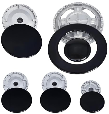 10 tapas para quemador de estufa de gas, cubiertas de cocina de gas para 4 quemadores, tapas de cocina de gas de aleación de zinc, accesorio de 55 mm, 75 mm, 100 mm, 130 mm, para la mayoría de