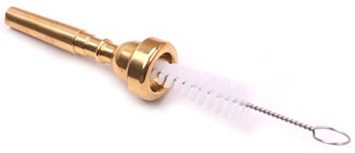 Sunydog Kit de Nettoyage D'embout de Trompette en Métal 3C, 5C, 7C, Compact avec une Forme élégante, adapté aux Joueurs Débutants, Comprend une Brosse Nettoyage (Or)