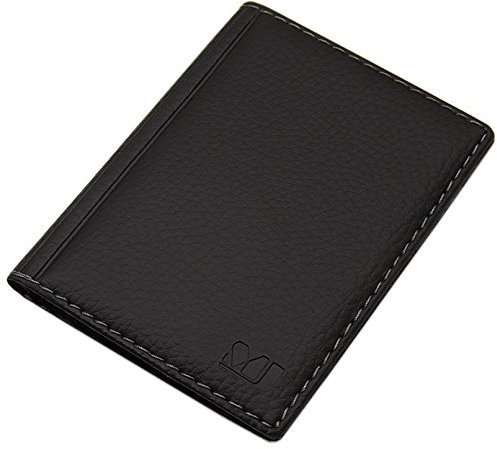 Elegantes Ausweisetui/Ausweishülle/Kreditkartenetui mit Kontrastnaht 4 Fächer MJ-Design-Germany Made in EU Designs (Design 2 / Schwarz)