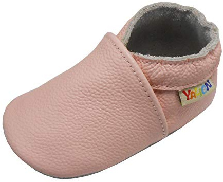 YALION Chaussons Bébé Fille Garçon Enfant Chaussures Cuir Souple Premiers Pas Antidérapantes Semelles en Daim(Rose, 6-12 Mois)
