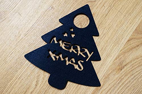 Weihnachtsbaum Merry Christmas Dunkelblau | Türanhänger aus Filz | Höhe ca. 22 cm
