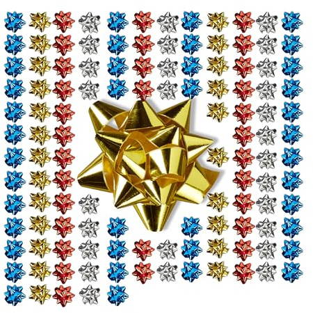 100 x Geschenkschleifen, Selbstklebend, Kleine Dekoschleifen für Weihnachten & Geburtstag, Zierschleifen, Ø 5 cm, bunt