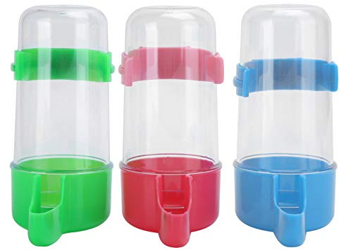 3Sets Automatic Bird Feeder, Bird Water Bottle Drinker Container Food Dispenser Hanging in Birds Cage Pet Supplies for Parrots Budgie Cockatiel Lovebirds