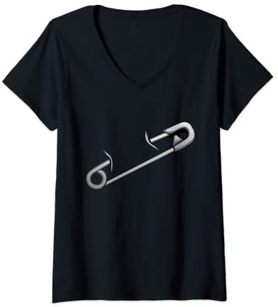 Damen Sicherheitsnadel Safe Place Symbol Menschenrechte T-Shirt mit V-Ausschnitt