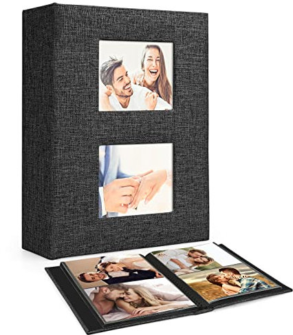 Photo Albums 6x4, 50 Pages 200 Photos, Black Pages, Linen Photo Album, Slip In Photo Album 10 x 15cm Large Capacity, Perfect Gifts For Anniversary, Baby, Wedding, Birthday, Family