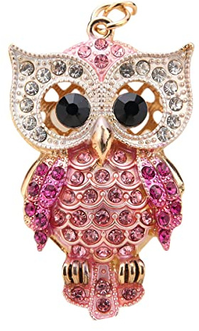 Strass Eulen Schlüsselanhänger, Süßer Anhänger für Damen-Handtasche, Auto Schlüsselketten Anhänger, Tasche Zusätze, Handtasche Deko, Keyring, Keychain für Autoschlüssel, Schlüsselring, Rosa