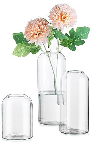 Lot de 3 vases à fleurs en verre transparent pour décoration de table de Noël, petits vases en verre pour centres de table de mariage, fête, événement, arrangement floral, décoration d'intérieur