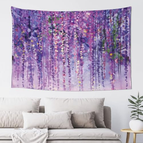 LAMAME Floral Efeu Blüten Baum gedruckt Tapisserie Wandbehang Wanddekoration Ästhetische Tapisserie für Schlafzimmer Wohnzimmer