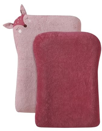 VERTBAUDET Lot de 2 housses de matelas à langer animaux en éponge blush TU