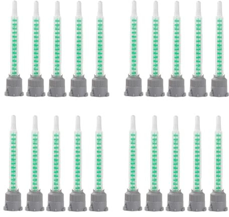 MIPIACE 20 ugelli per miscelatori statici per colla da 2 K, in resina epossidica, ugello di miscelazione statica 1:1, ugelli di miscelazione per colla in plastica, colla bicomponente, 2 K