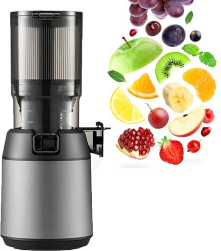 Professionell Juicepress Med LåNgsam Tuggning, Centrifugaljuicer, Kallpresspress, Med 5 Extra Stor UtmatningsräNna Passar Hela Frukter GröNsaker LäTt Att RengöRa SjäLvmatning Enkel,Grey