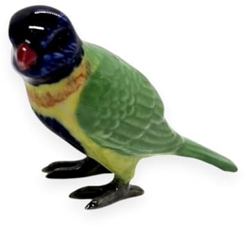 WitnyStore Tiny 2½ Long Rainbow Lorikeet Parrot Bird Figurine - Miniature Hand Made Painted Ceramic Birds Aves Colorful Porcelain Feathered Animals Decorative Figure Collectible Figurines Décor Gifts