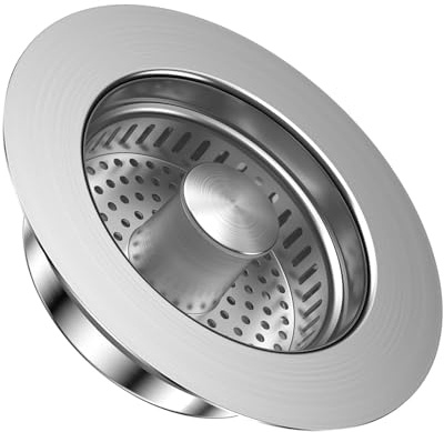 yolzhxe Abflusssieb Küchenspüle, Abflussstopfen Edelstahl, 3-in-1 Pop Up Waschbeckenstöpsel Waschbeckensieb, Kitchen Sink Strainer für Küchenspülen Spülbecken Bohrung 75-82 mm, Tiefe > 40 mm