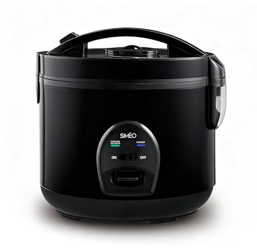 SIMÉO Cuiseur à Riz - 700W - Capacité 3L - Cuve Épaisse Amovible - Valve Vapeur Amovible - Maintien au Chaud Automatique - Panneau de Commande Intuitif - Panier Vapeur Inox - Blanc