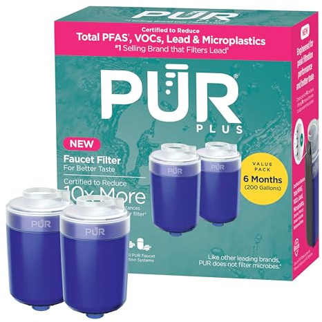 PUR PLUS Faucet Mount Replacement Water Filter 2-Pack, Genuine PUR Filter, 3-in-1 Powerful, Natural Mineral Filtration, Lead Removal, 6-Month Value, Blue (RF99992)