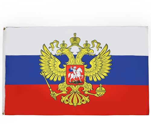 AZ FLAG Flagge Russland mit Adler 150x90 cm Russische Polyester 100D 2 Ösen | Für innen und außen dekorative Flagge doppelte Nähte und verstärkte Kanten mit Metallösen 100D Polyester