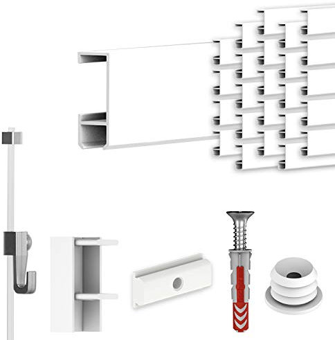 hang-it Komplettset - Galerieleisten Bilderleisten - 50 Meter inkl. Bilderhaken, Seile und Montagematerial
