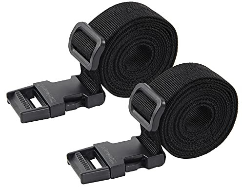 Wisdompro Luggage Straps, 2 Pack Heavy Duty Utility Webbing Strap Adjustable for Backpacking, Camping, Hiking, Sleeping Bag Compression, Suitcases with Quick Release Buckle Clip - 48 inch, Black