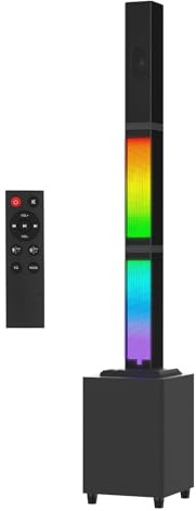 LEUTED Kombi-Soundsystem mit RGB-Beleuchtung: 30W Aktiv-Subwoofer, 15W Abnehmbarer Lautsprecher & 2 RGB-Lichtleisten für immersiven Raumklang (Heimkino/Gaming/Party), BT 5.0, mMehrfach Anschlüsse