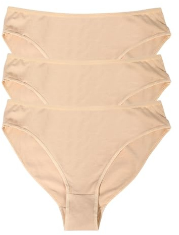 EASTBUDDY 3 Pack Dance Ballet Briefs Girls Women Cotton Gymnastics High Cut Dance Underwear Beige Child 140