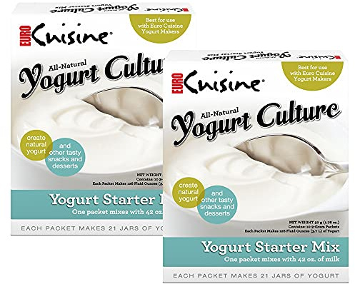 Euro Cuisine RI1020 All Natural Yogurt Culture Starter, for Dairy Free, Whole Milk, Protein Yogurt, Probiotic Yogurt Pouches for Homemade Yogurt 2pack