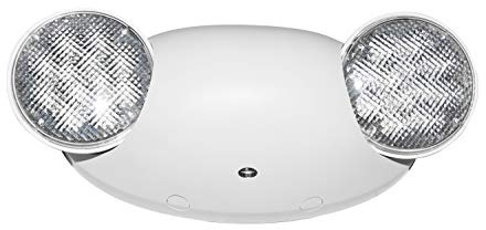 LIT-PaTH LED Emergency Lighting Fixtures with 2 LED Bug Eye Heads and Back Up Batteries- US Standard Exit Light, UL 924 and CEC Qualified, 120/277 Voltage, White, 1-Pack