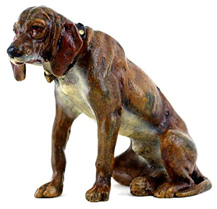 Kunst & Ambiente - Wiener Bronze Figur Hund - Sitzender Jagdhund - gestempelt Bergmann - handbemalt - Tierskulptur - Statuen online kaufen - Wohndeko für Innen