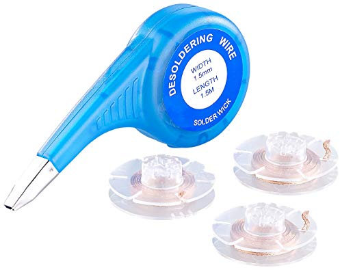 AGT Lötwerkzeuge: 3er-Set Entlötlitzen mit Spender, beschichtet, je 1,5 mm x 1,5 m (Entlötband, Entlötsauglitze, Lötstation)