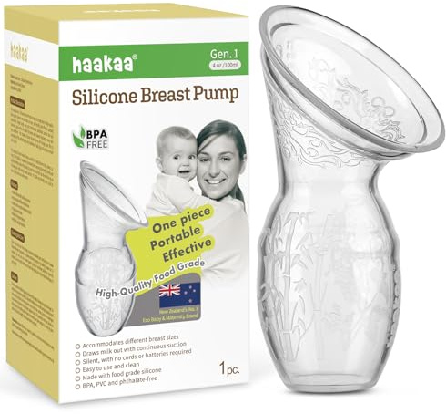 haakaa 100 ML Silicona Extractor de Leche Manual, Sacaleches Manual, Colector de Leche Materna, Saludable e Inofensivo