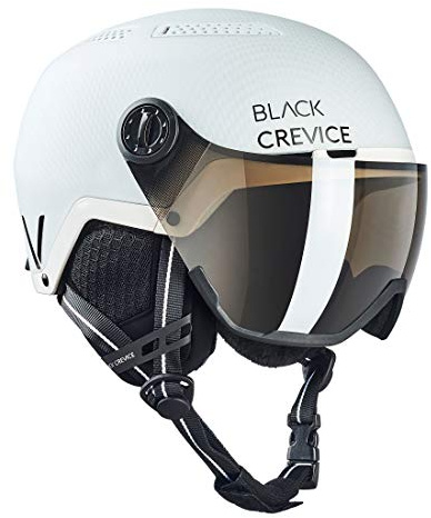 Black Crevice unisex – vuxna chamonix med visir skidhjälm, matt vit kol/svart, M (55–58 cm)