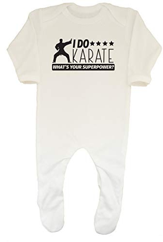 Shopagift I Do Karate What's Your Superpower? Baby Romper White