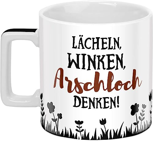 Sheepworld Tasse mit Spruch Winken Wortheld-Becher, Porzellan, 45 cl, Mehrfarbig | Kaffeetasse lustig, Sprüchetasse | 46529