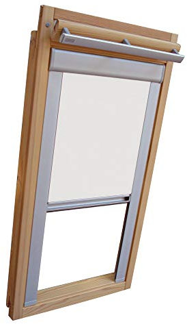 Verdunkelungsrollo THERMO Alu-Rückseite für VELUX Dachfenster TYP GGL/GPL/GGU/GPU - PK06 - Farbe Weiß - mit Aluminium Seitenschienen - KLICK Montage