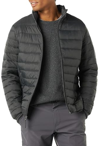 Amazon Essentials Men's Packable Lightweight Water-Resistant Puffer Jacket (Available in Big & Tall), Dark Grey, XX-Large