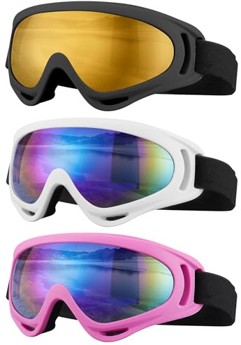 SixYard skidglasögon, motorcykelglasögon, 3-pack snowboard snöglasögon för män kvinnor vuxen ungdom (stil 4)