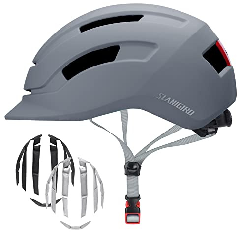 Adult Urban Bike Helmet - Adjustable Fit System & Integrated Taillight for Men Women