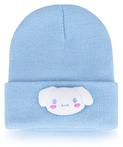 Roffatide Anime Cinnamoroll Cute Beanie Hat Kawaii Lolita JK Caps Winter Strickmütze für Jungen Mädchen Bestickt Beanie Cap