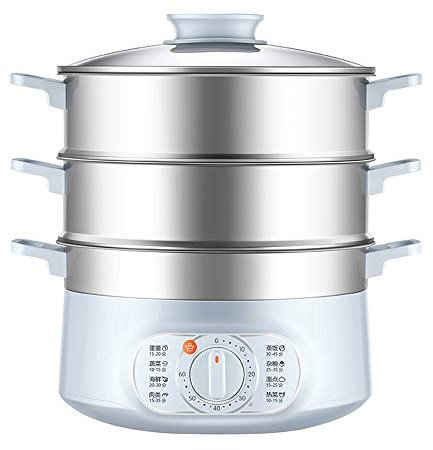 REJOON 3 Layers Electric Food Steamer Stainless Steel Saucepan Time Scheduling Multi-Function Chafing Dish