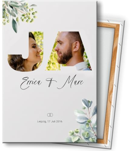 KL KUNSTLAB Personalisierte Foto Leinwand als Hochzeitstagsgeschenk. 20x30cm bis 80x120cm. Hochzeit Collage in vielen Größen, JA Wort, Einzigartiges Geschenk für Mann oder Frau
