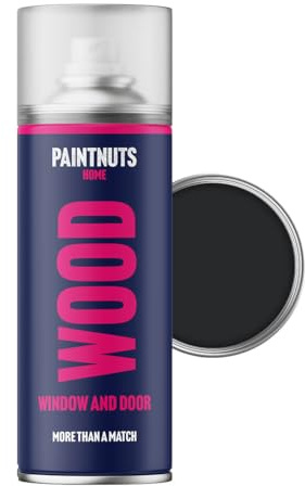 Paintnuts Wood Window & Door Paint - RAL-9011 - GRAPHITE BLACK Satin 400ml Spray Can