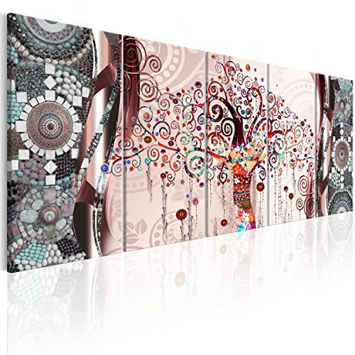 murando - Akustikbild Gustav Klimt Baum des Lebens 100x40cm 5 tlg Bilder Akustikschaum Schallschutz Wand Akustikpaneele Wandpaneele Schalldämmung Wandbild Schallabsorber Akustikplatten l-A-0006-b-p