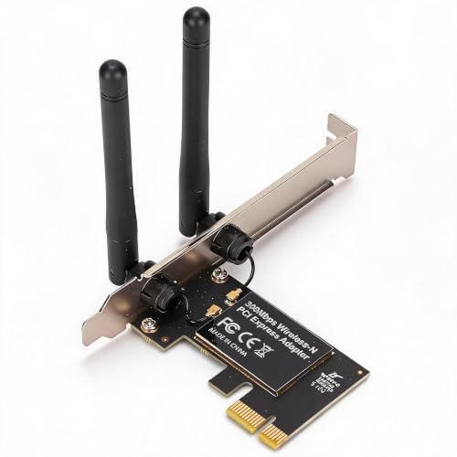 PCIe WLAN Karte, 300 MBit/s WLAN Karte, 802.11b/g/n PCI Express Adapter für Desktop PC, 2 Gain Antennen, niedrige Latenz