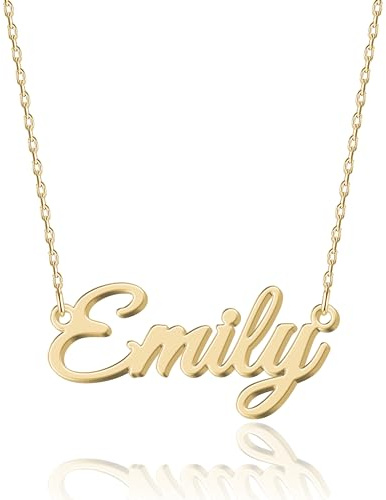 UMAGICBOX Personalisierte Namenskette | 14 Schriftarten zur Auswahl | Anpassbarer Anhänger aus 18K vergoldetem Edelstahl und Sterling Silber | Unvergessliches Geschenk für Sie