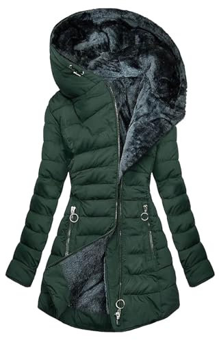 EMATOP black friday sale Damen Wintermantel Warm Lang Steppjacke Elegant Jacke Baumwolle Winterjacke Fleece Gefüttert Daunenjacke Winter Langarm Fleecejacke mit Kapuze Steppmantel Mantel