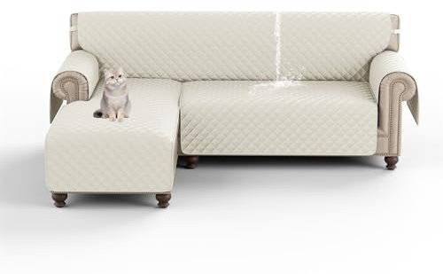 HonunG Sofa Covers Waterproof,Corner Sofa Bed Cover Reversible 3 Seater,Sofa Slipcovers L Shape Sofa Protector for Pets Furniture Sofa Protector Couch Covers (White,M)