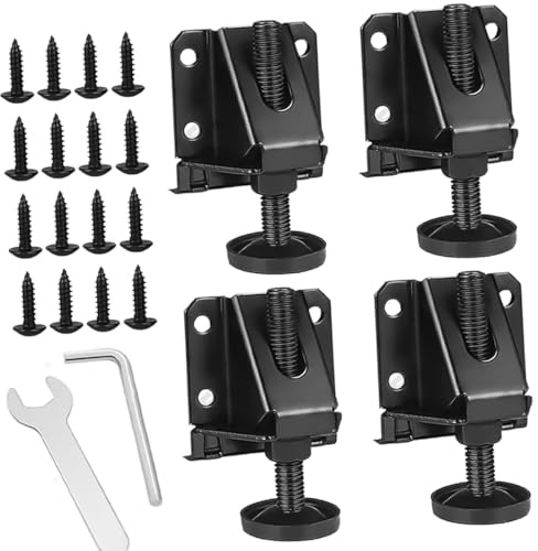 Alnicov Heavy Duty Leveling Feet, 4 Pack Furniture Leveler Legs Adjustable For Uneven Floor, Black Furniture Levelers Feet For Outdoor, Cabinet, Workbench, Table, Shelving Units